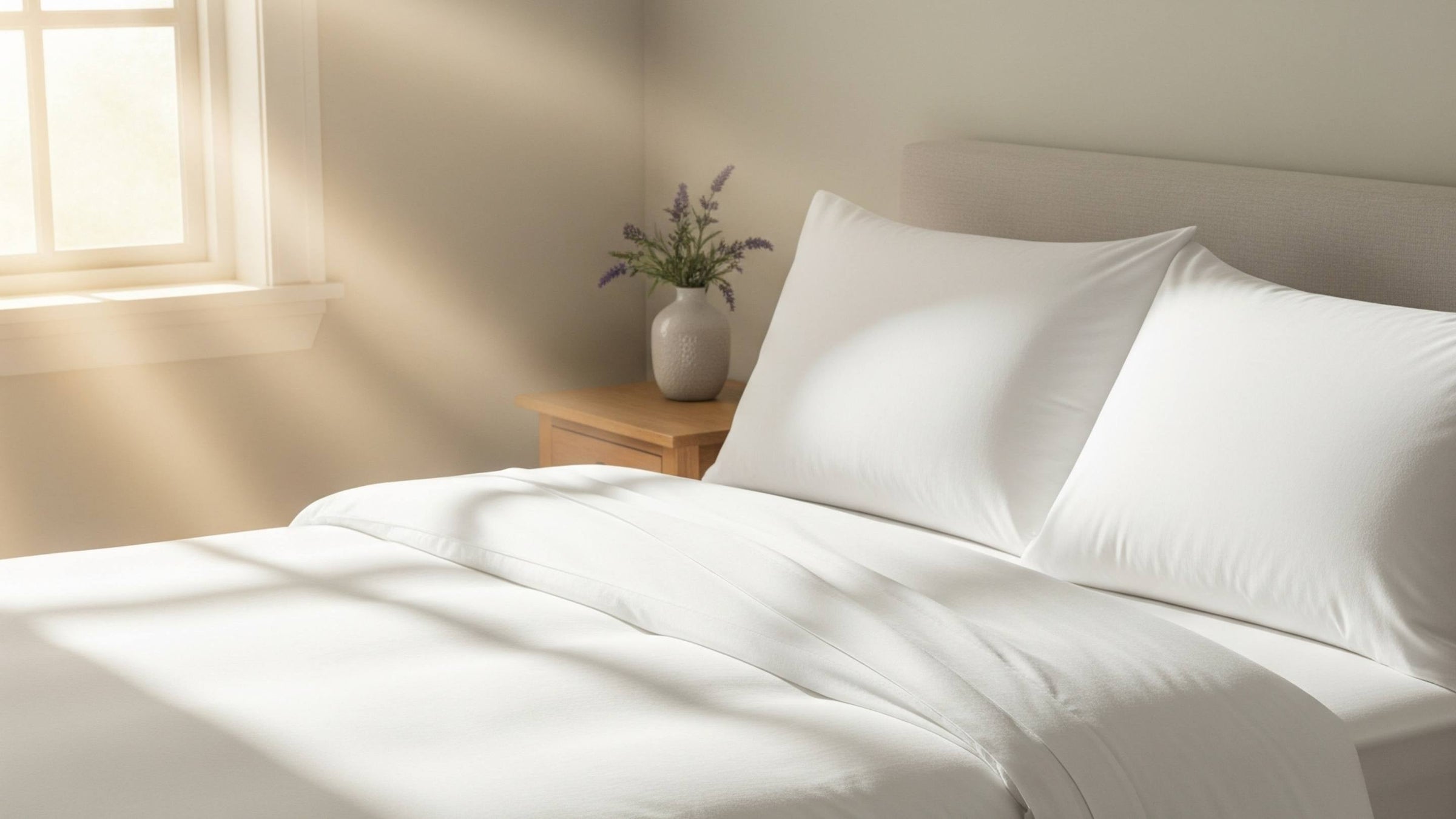 Fresh white sheets on a luxury hotel bed