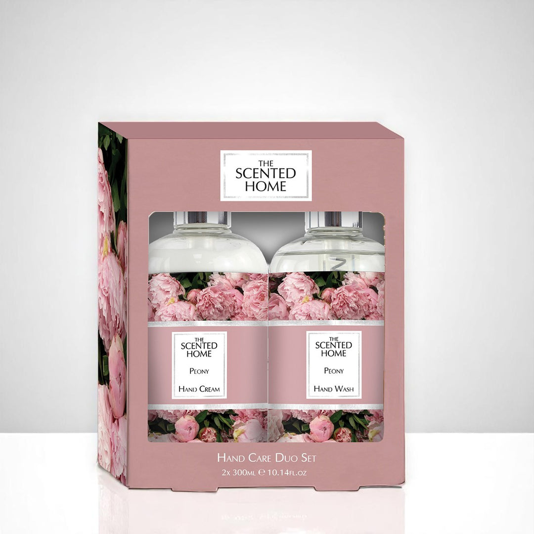 Peony Hand Care Duo Set against a white neutral background