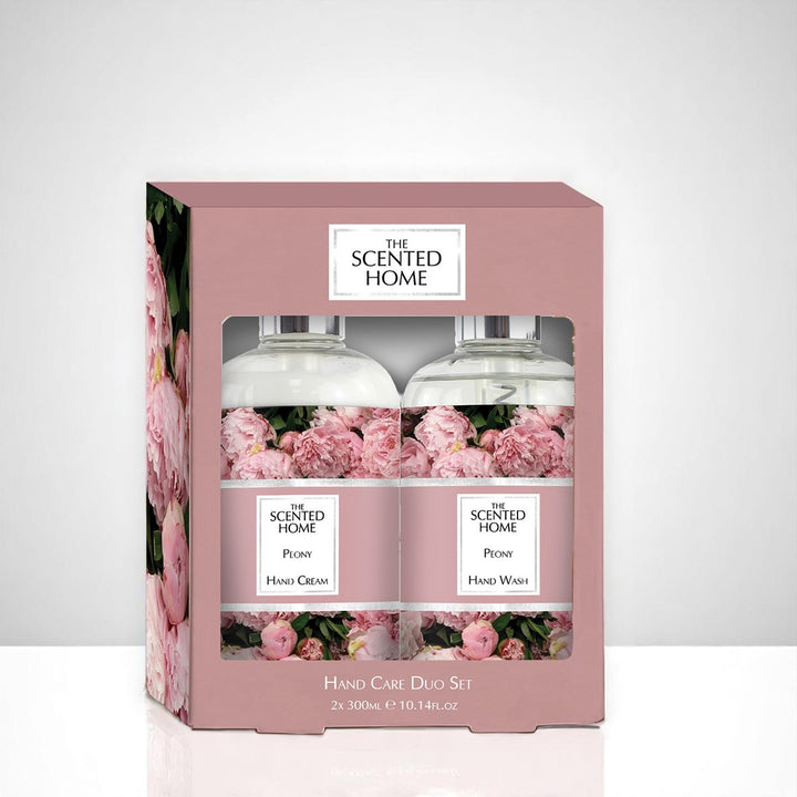 Peony Hand Care Duo Set against a white neutral background