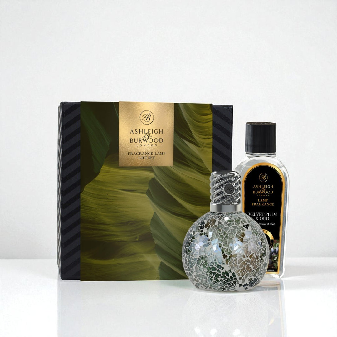 Ashleigh & Burwood fragrance lamp gift set with packaging on a white background