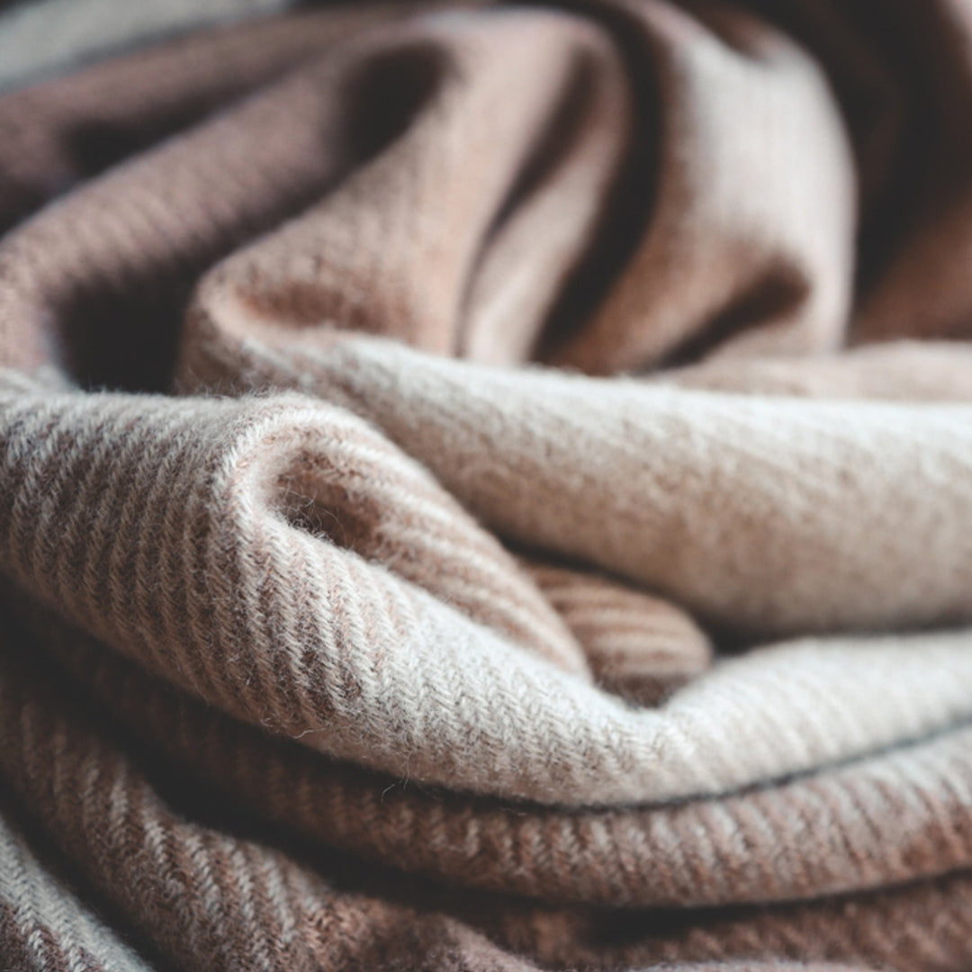 Close up of soft cashmere blankets