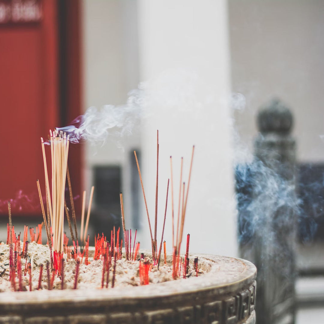 Incense sticks burning in a temple