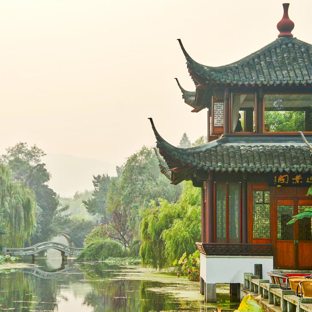 Chinese teahouse on a river