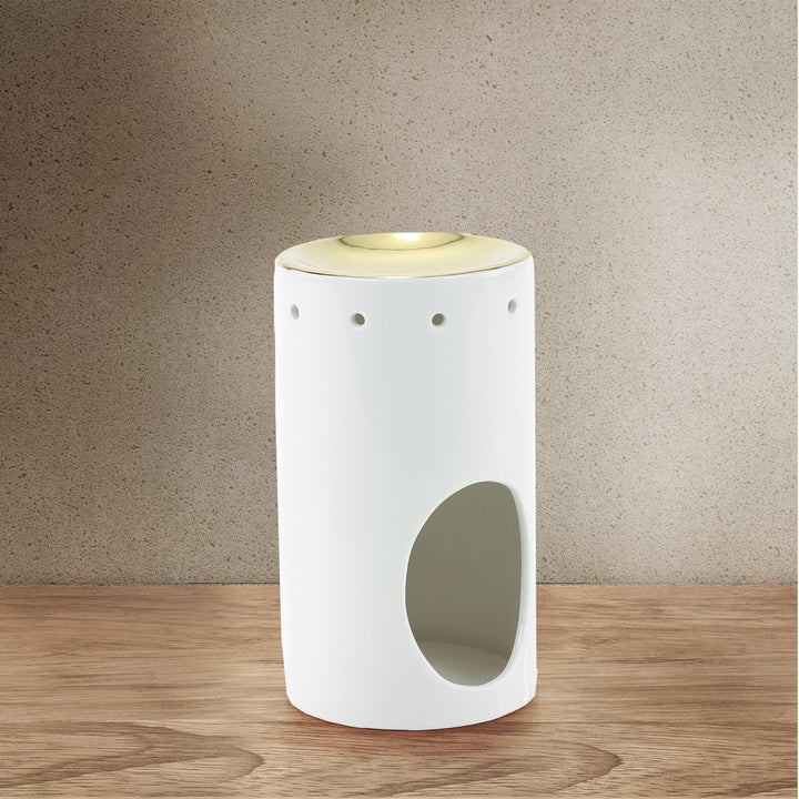 White & Gold Tower Oil Burner