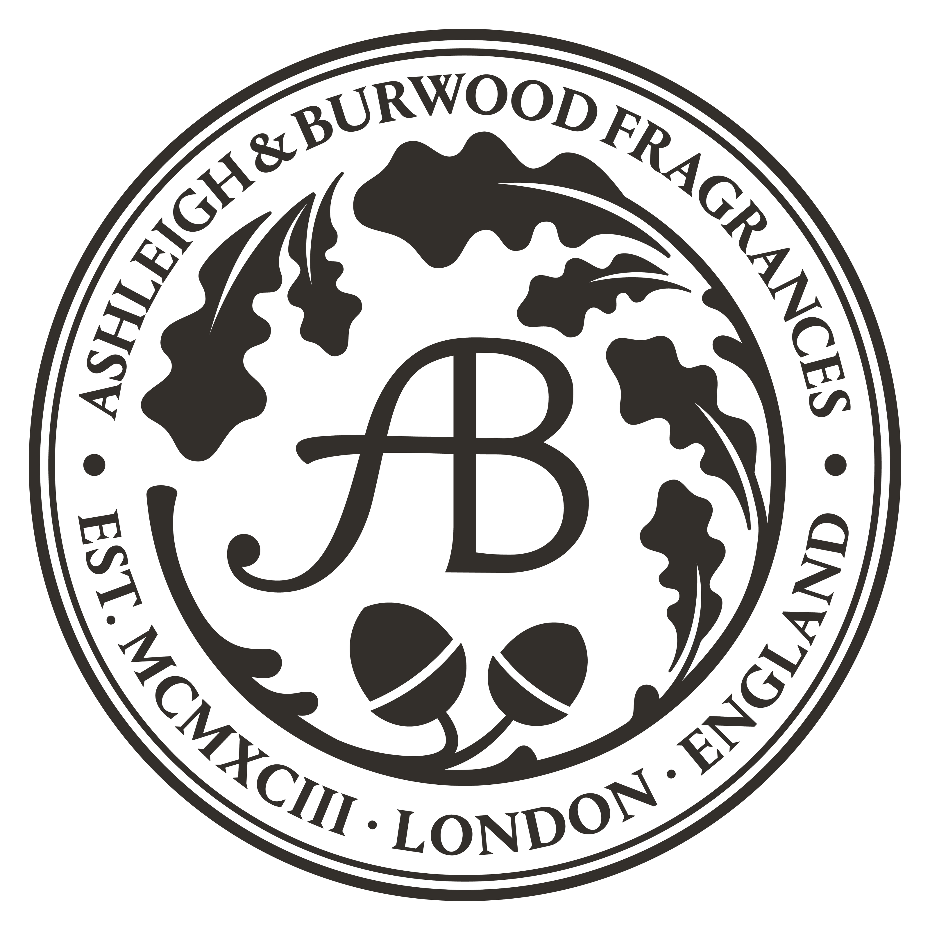 Logo of Ashleigh & Burwood Fragrances with decorative elements and text.