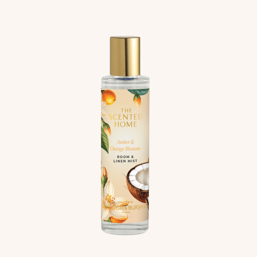 Amber & Orange Blossom Room & Linen Mist on a white background