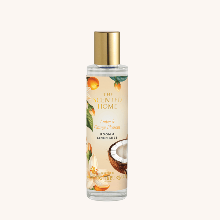 Amber &amp; Orange Blossom Room &amp; Linen Mist on a white background
