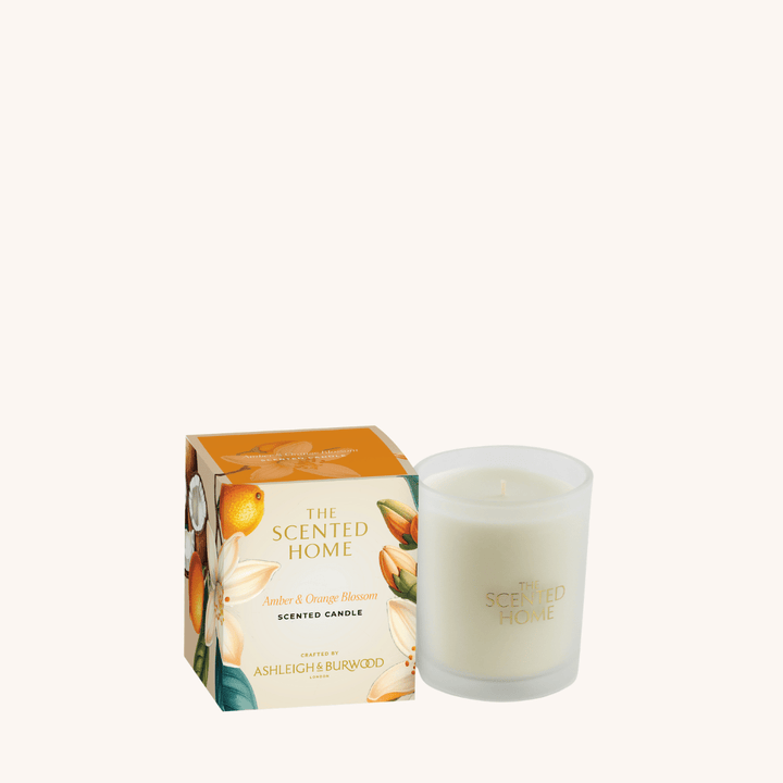 Amber &amp; Orange Blossom Scented Jar Candle on a white background