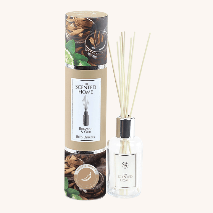 Bergamot &amp; Oud Reed Diffuser on a white background