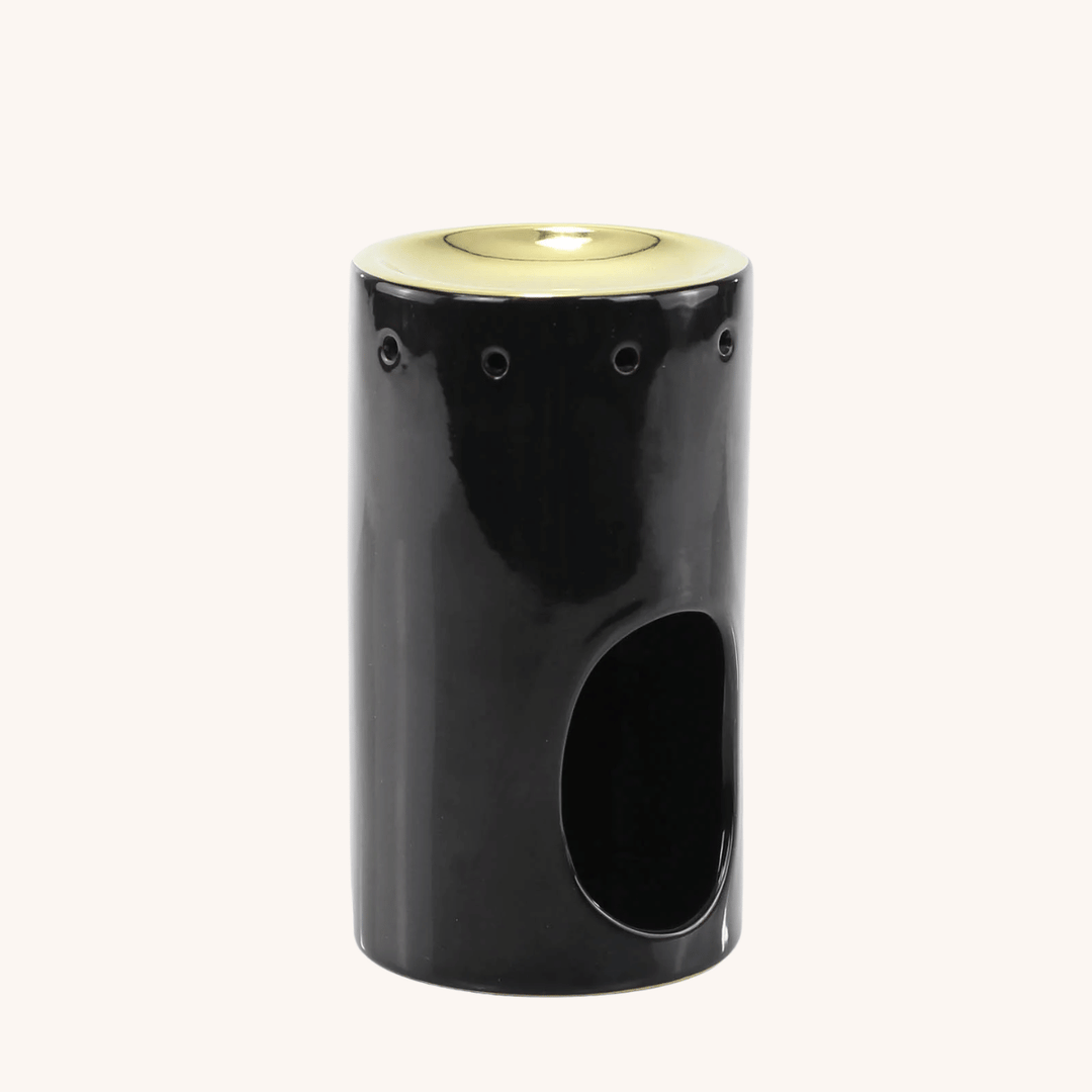 Black & Gold Tower Oil Burner on a white background