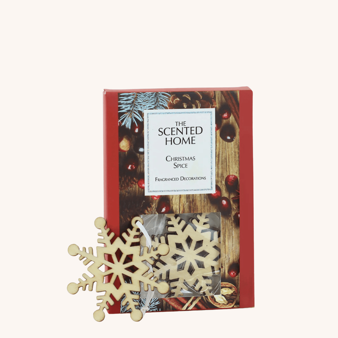 Christmas Spice Scented Snowflake Decorations on a white background