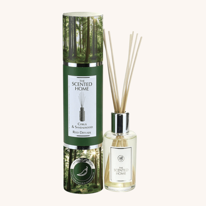 Citrus &amp; Sandalwood Reed Diffuser on a white background