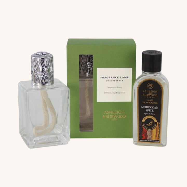 Clear Lamp with Moroccan Spice Gift Set on a white background