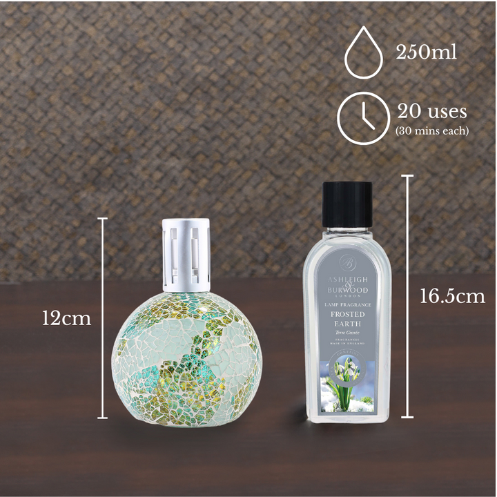 Earth's Aura & Frosted Earth Fragrance Lamp Gift Set Size