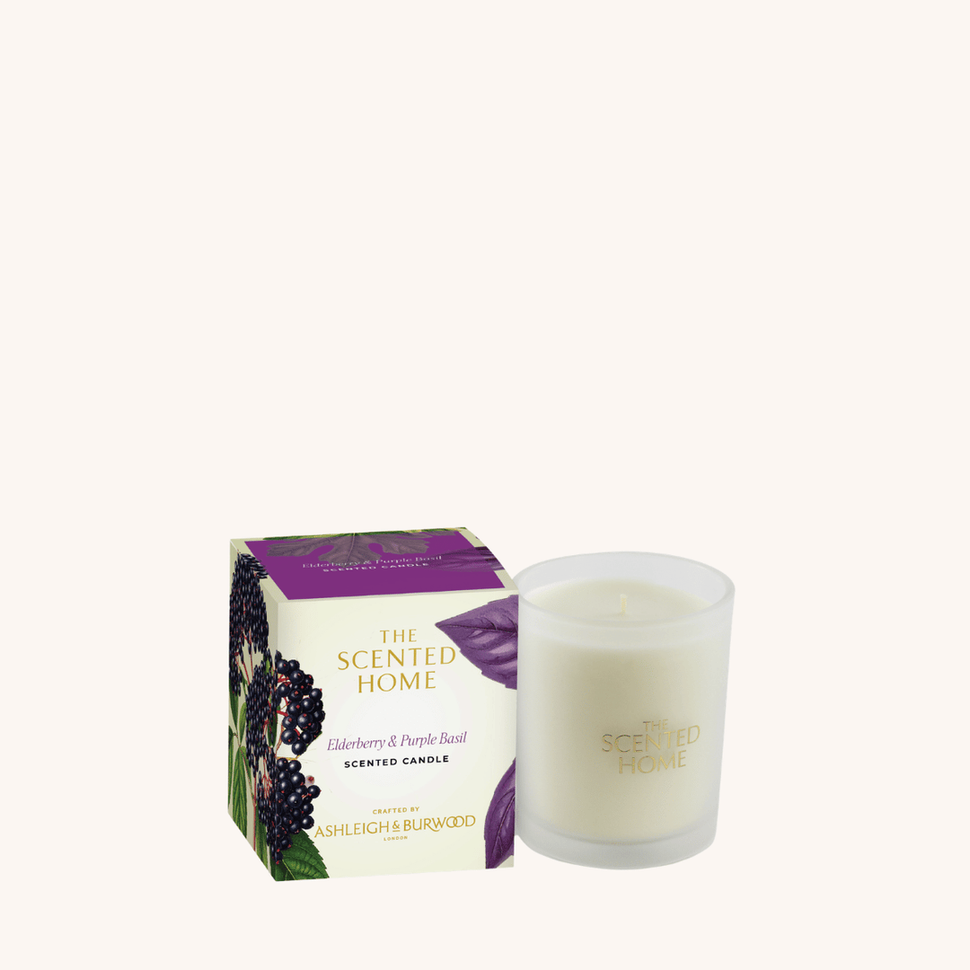 Elderberry & Purple Basil Scented Jar Candle on a white background
