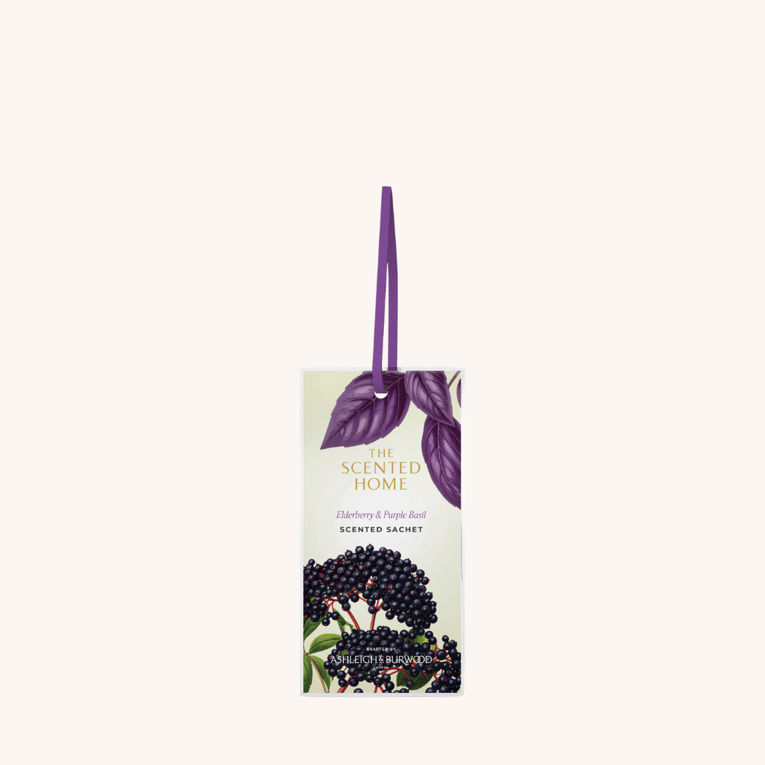 Elderberry & Purple Basil Scented Sachet on a white background