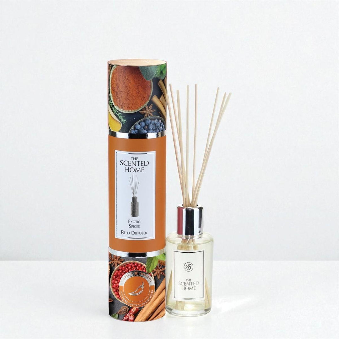 Exotic Spices Reed Diffuser against a white neutral background
