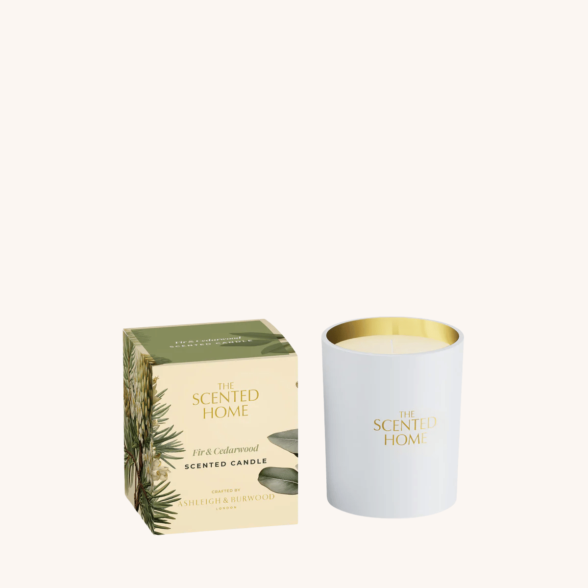Fir & Cedarwood Scented Candle on a white background
