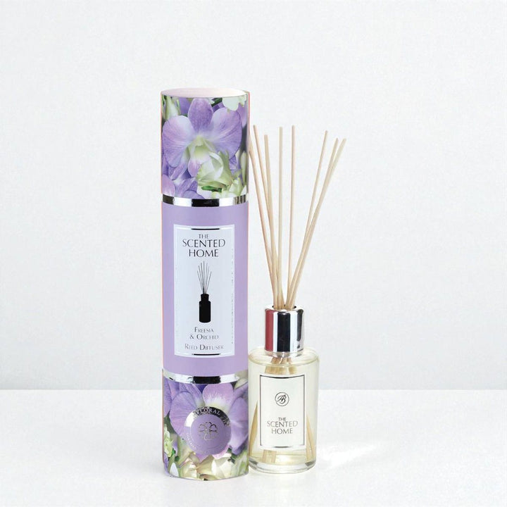 Freesia & Orchid Reed Diffuser against a white neutral background