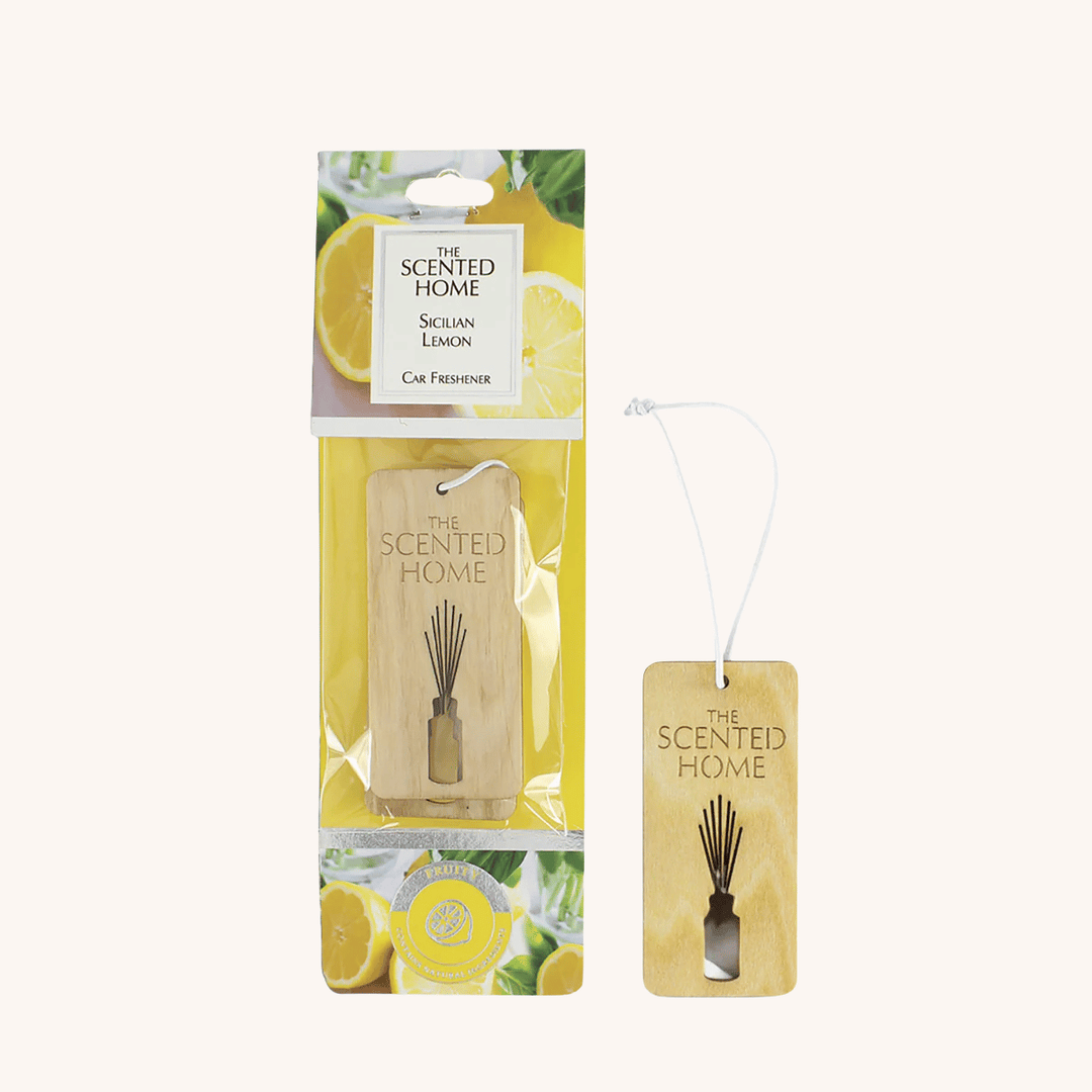 Fresh Lemon Car Freshener on a white background