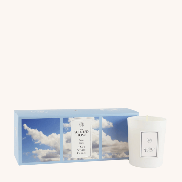 Fresh Linen Candle Gift Set on a white background