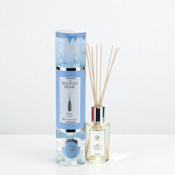 Fresh Linen Reed Diffuser against  white neutral background