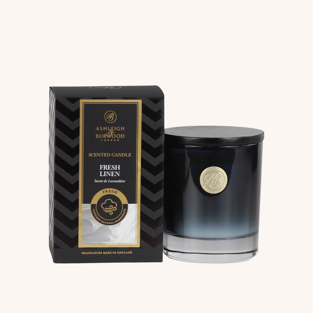 Fresh Linen Signature Scented Candle on a white background