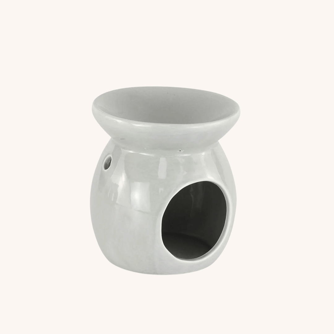 Grey Round Wax Melt Burner on a white background