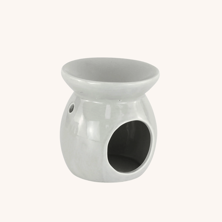 Grey Round Wax Melt Burner on a white background