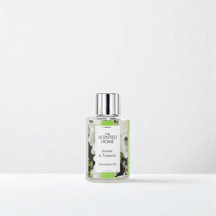 A bottle of Jasmine & Tuberose Fragrance Oil against a white neutral background