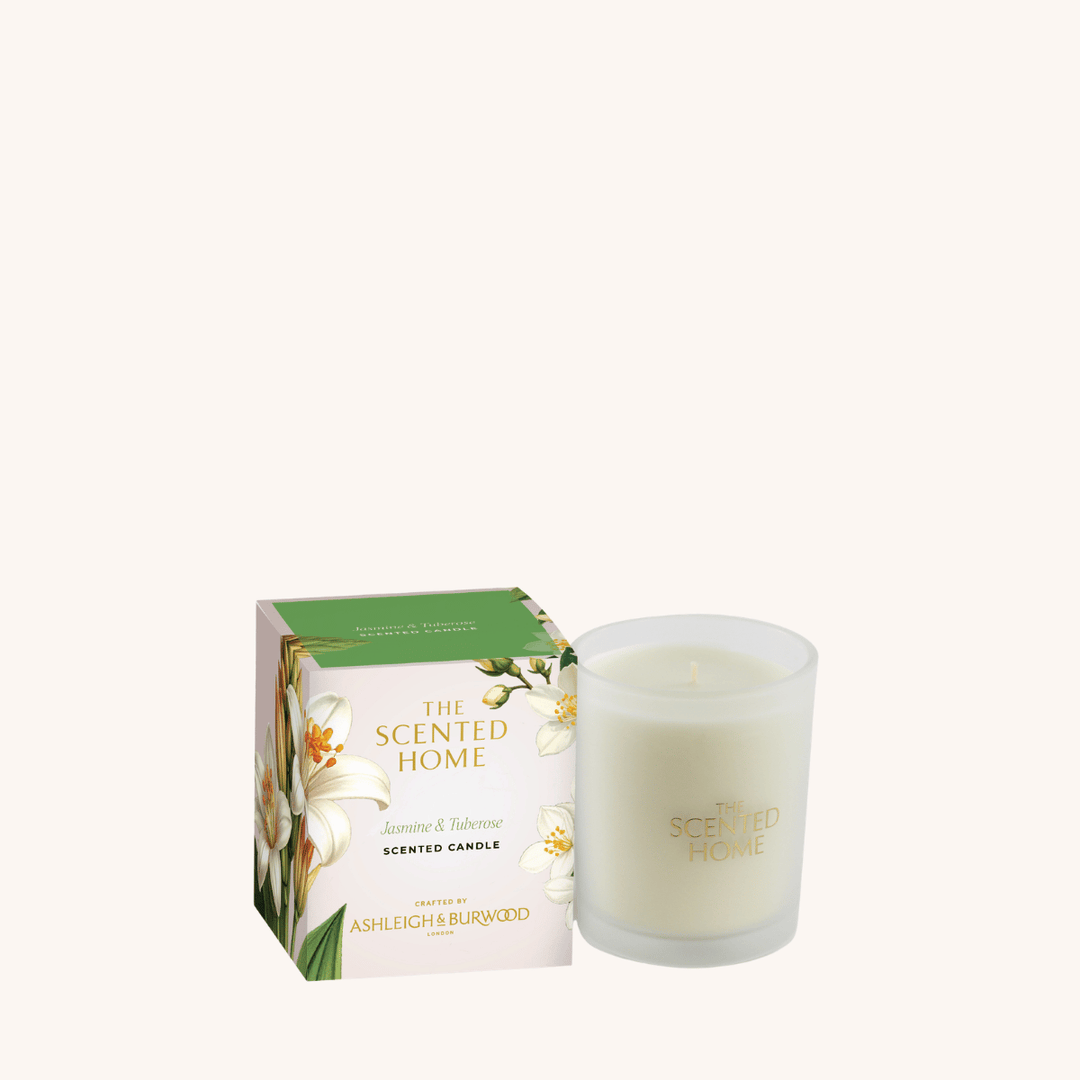 Jasmine & Tuberose Scented Jar Candle on a white background