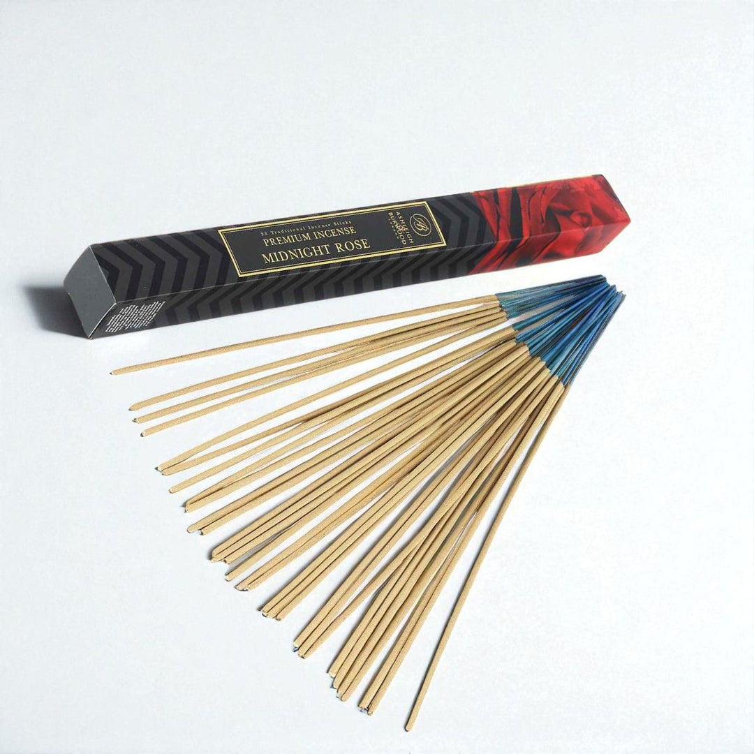 Midnight Rose Incense against a white neutral background