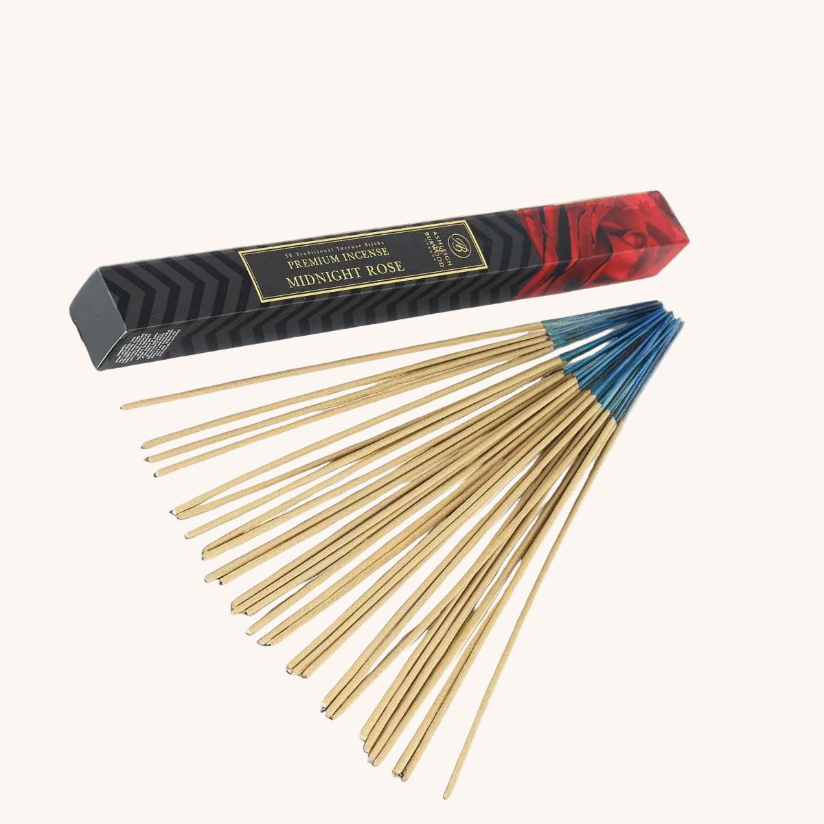 Midnight Rose Incense against a white neutral background