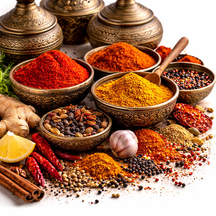 Moroccan Spices on a white background