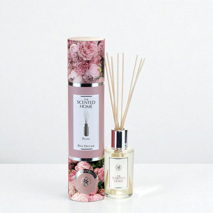 Peony Reed Diffuser against a white neutral background