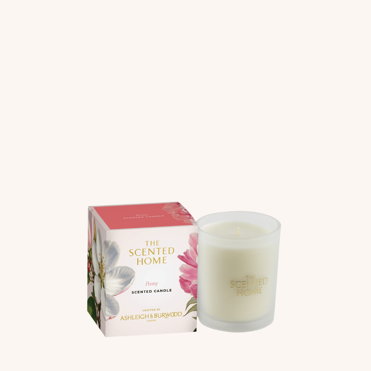 Peony Scented Jar Candle on a white background