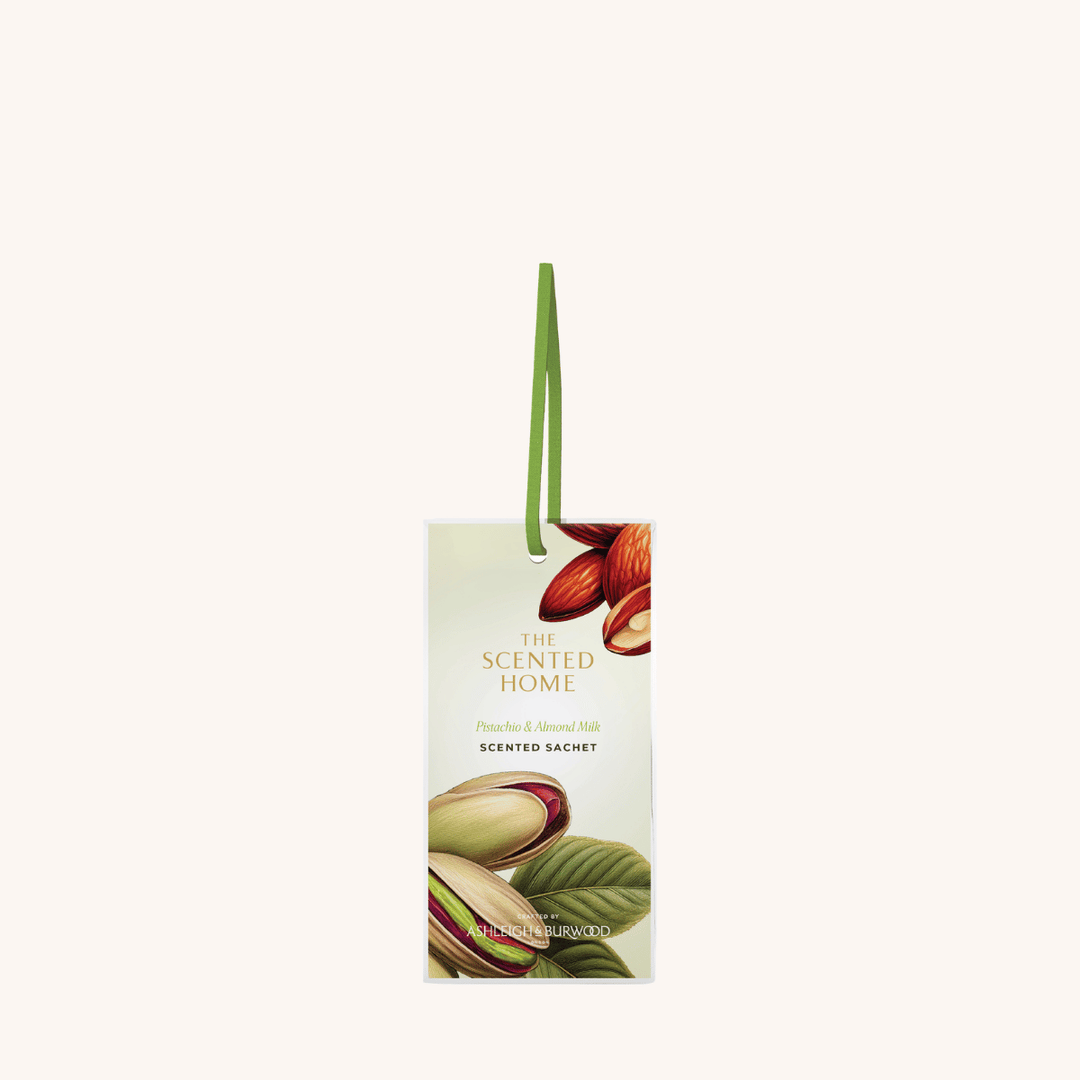 Pistachio & Almond Milk Scented Sachet on a white background