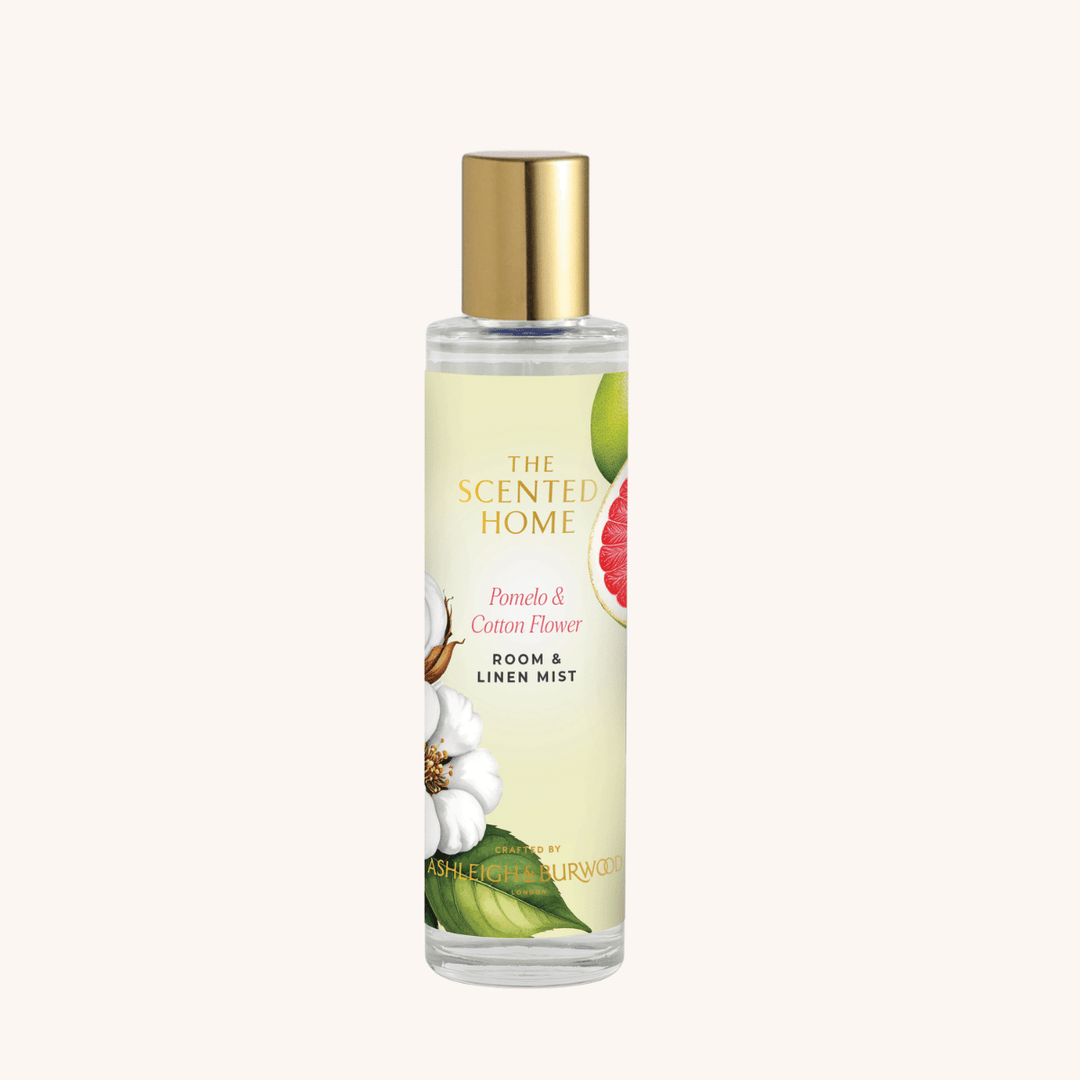 Pomelo & Cotton Flower Room & Linen Mist on a white background