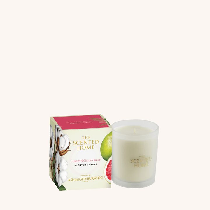 Pomelo &amp; Cotton Flower Scented Jar Candle on a white background