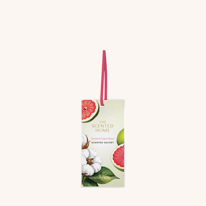 Pomelo &amp; Cotton Flower Scented Sachet on a white background 