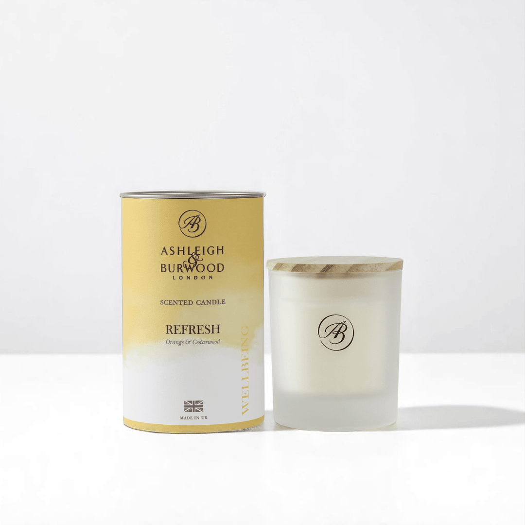 Refresh Wellbeing Scented Candle against a white neutral background