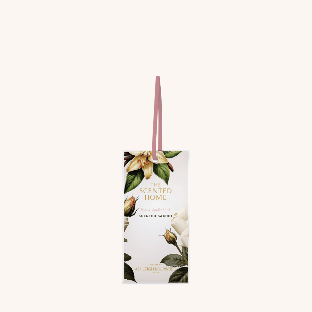 Rose & Vanilla Musk Scented Sachet on a white background