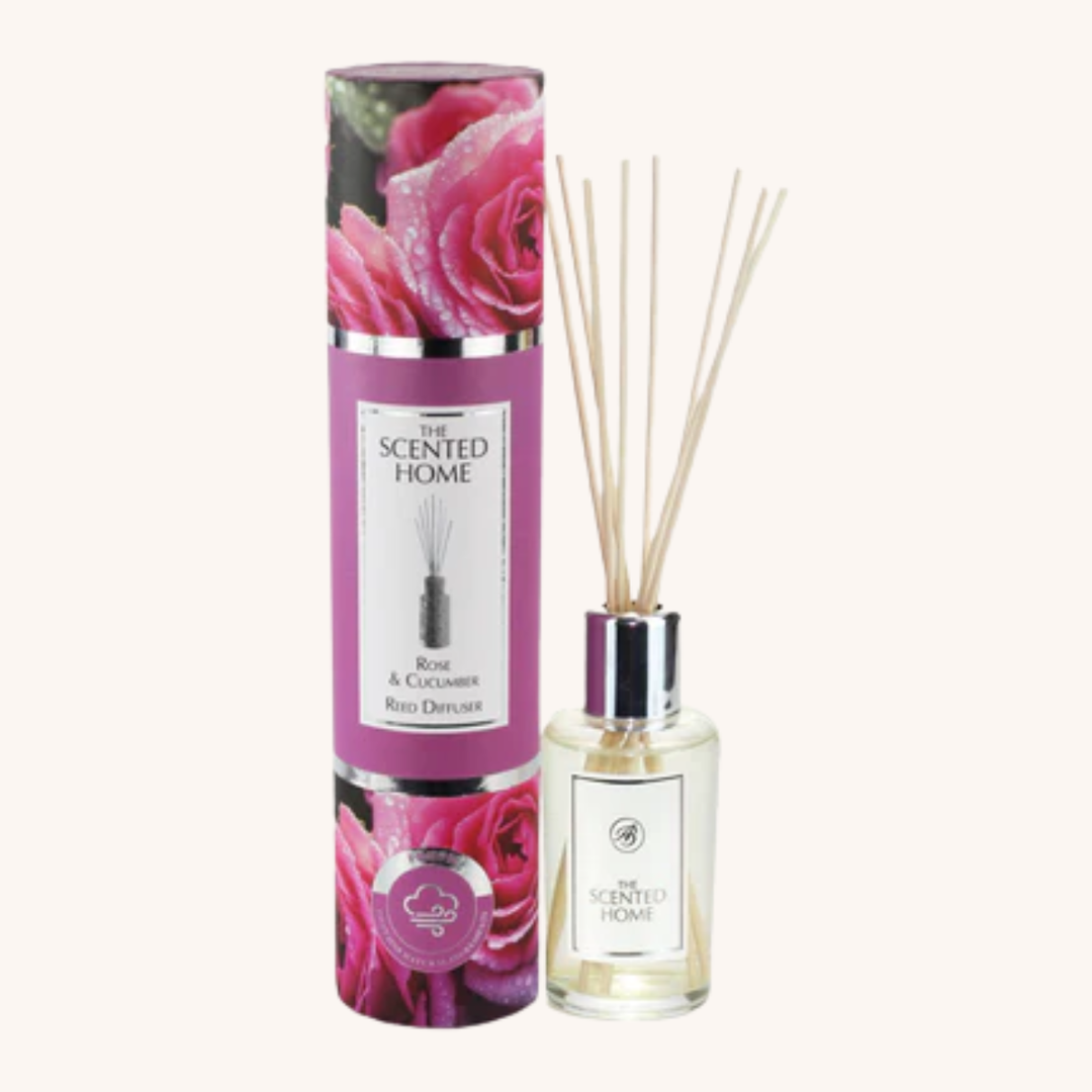 Rose & Cucumber Reed Diffuser on a white background