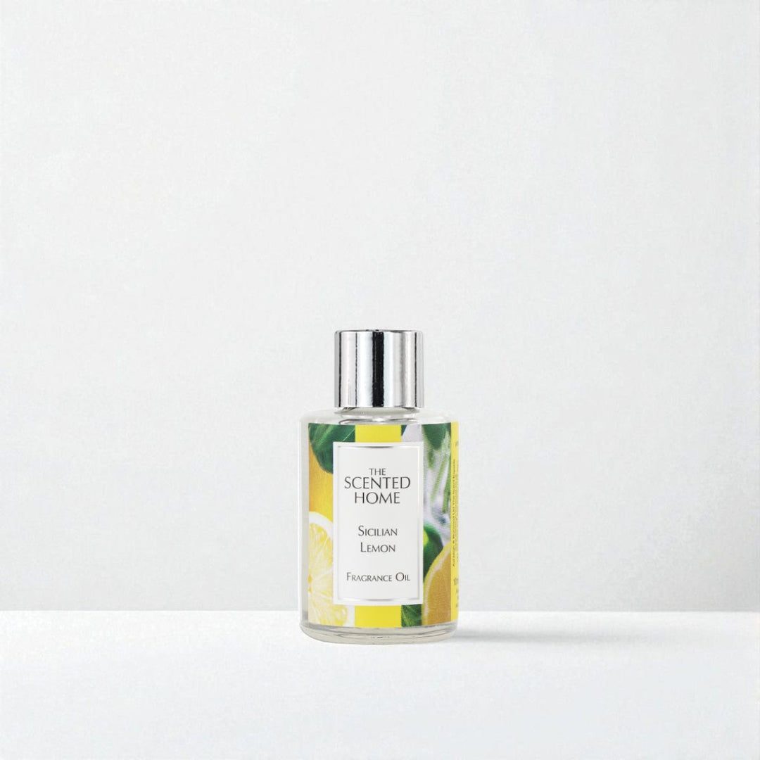 Sicilian Lemon Fragrance Oil against a white neutral background
