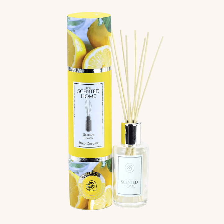 Sicilian Lemon Reed Diffuser on off white background
