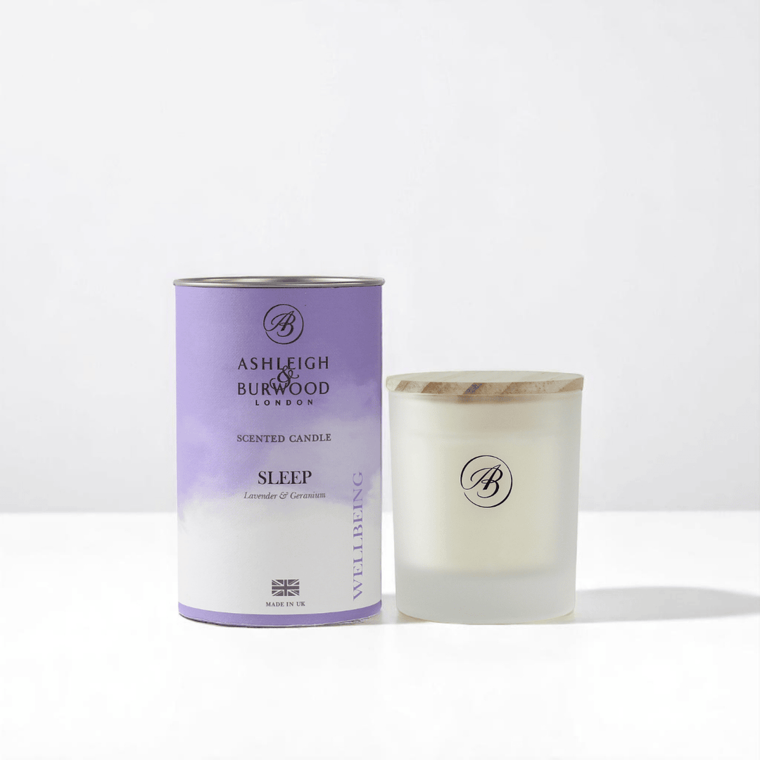 Sleep Wellbeing Scented Candle against a white neutral background