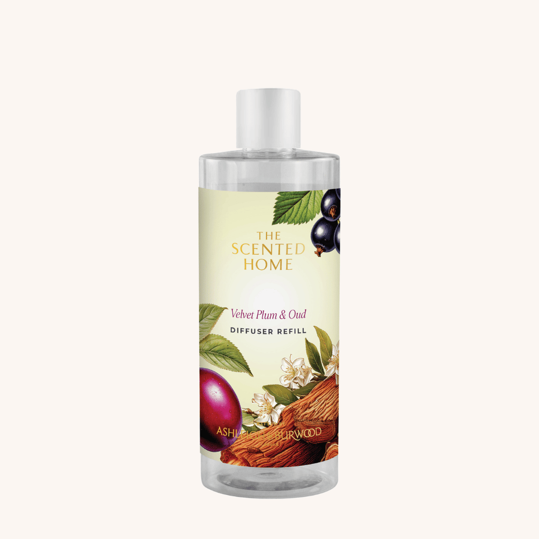 Velvet Plum & Oud Reed Diffuser Refill on a white background