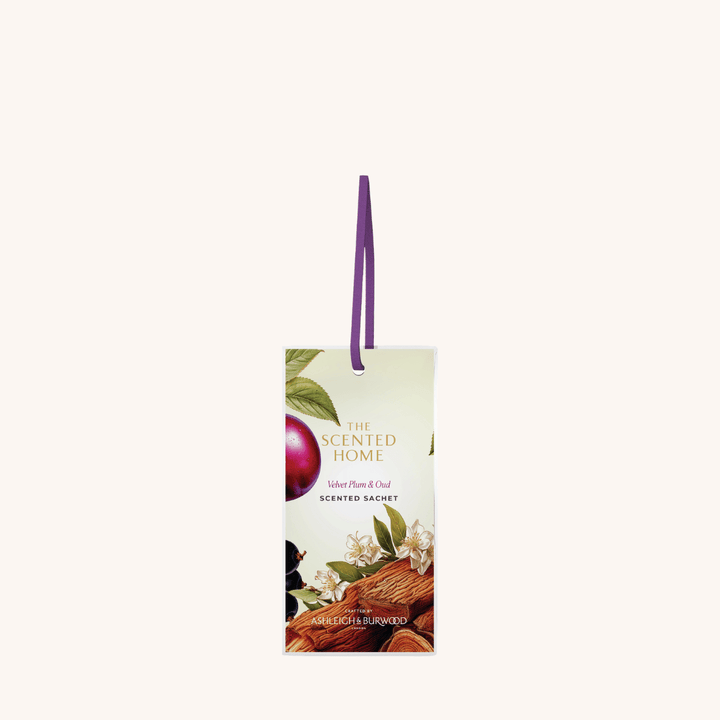 Velvet Plum &amp; Oud Scented Sachet on a white background