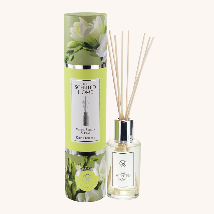White Freesia &amp; Pear Reed Diffuser on a white background