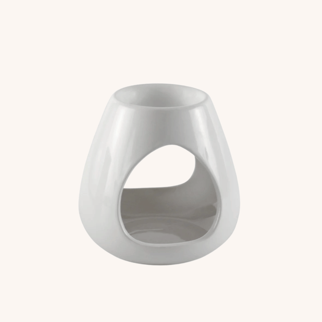 White Teardrop Wax Melt Burner on a white background